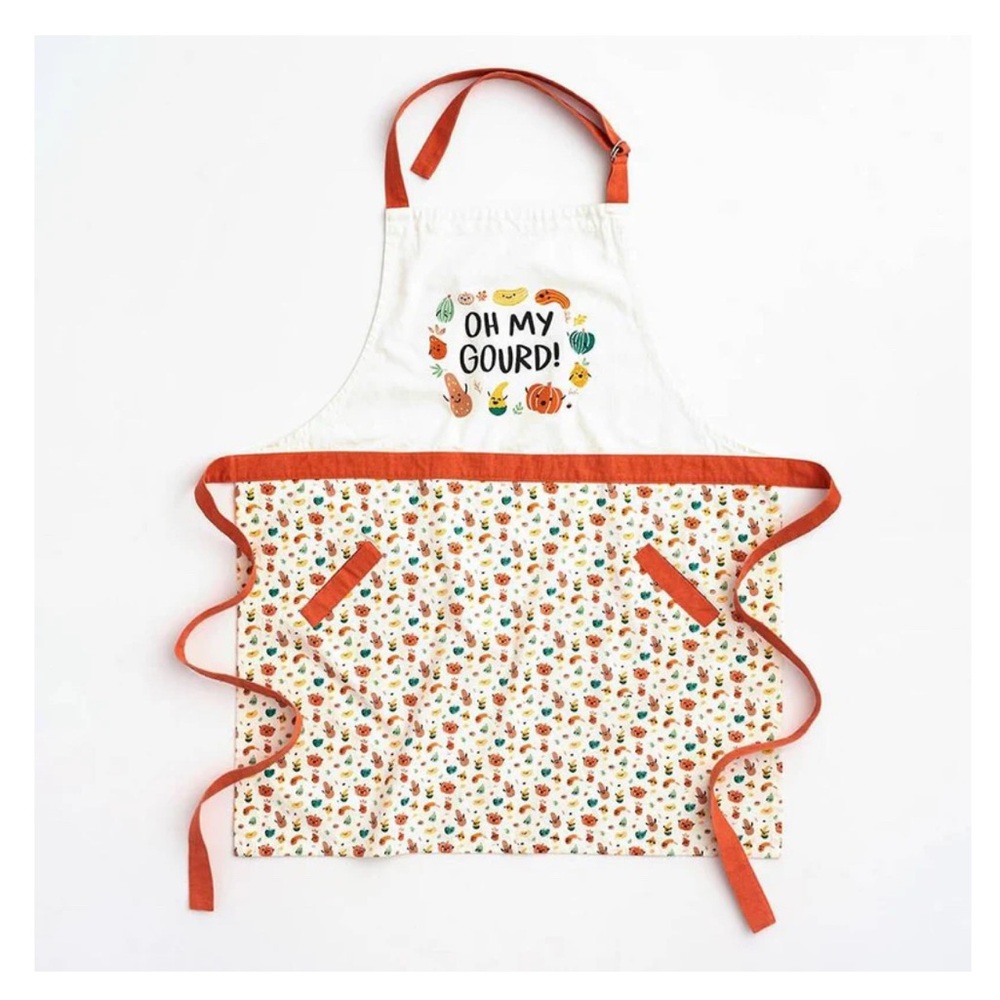 Paper Source 'Oh My Gourd!' Apron - White and Orange- O/S